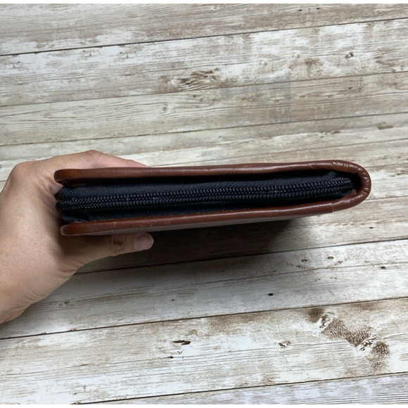 Ashton Pen Holder Case Brown Leather Suede Lining Zipper Closure Collectors USA - Picture 4 of 8